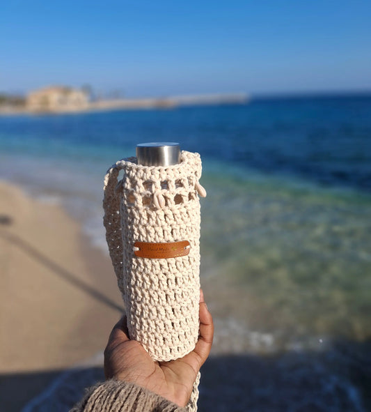 🌊 Sac à Bouteille "Coquillages" – Élégance Naturelle à Emporter KREYOLIACROCHET