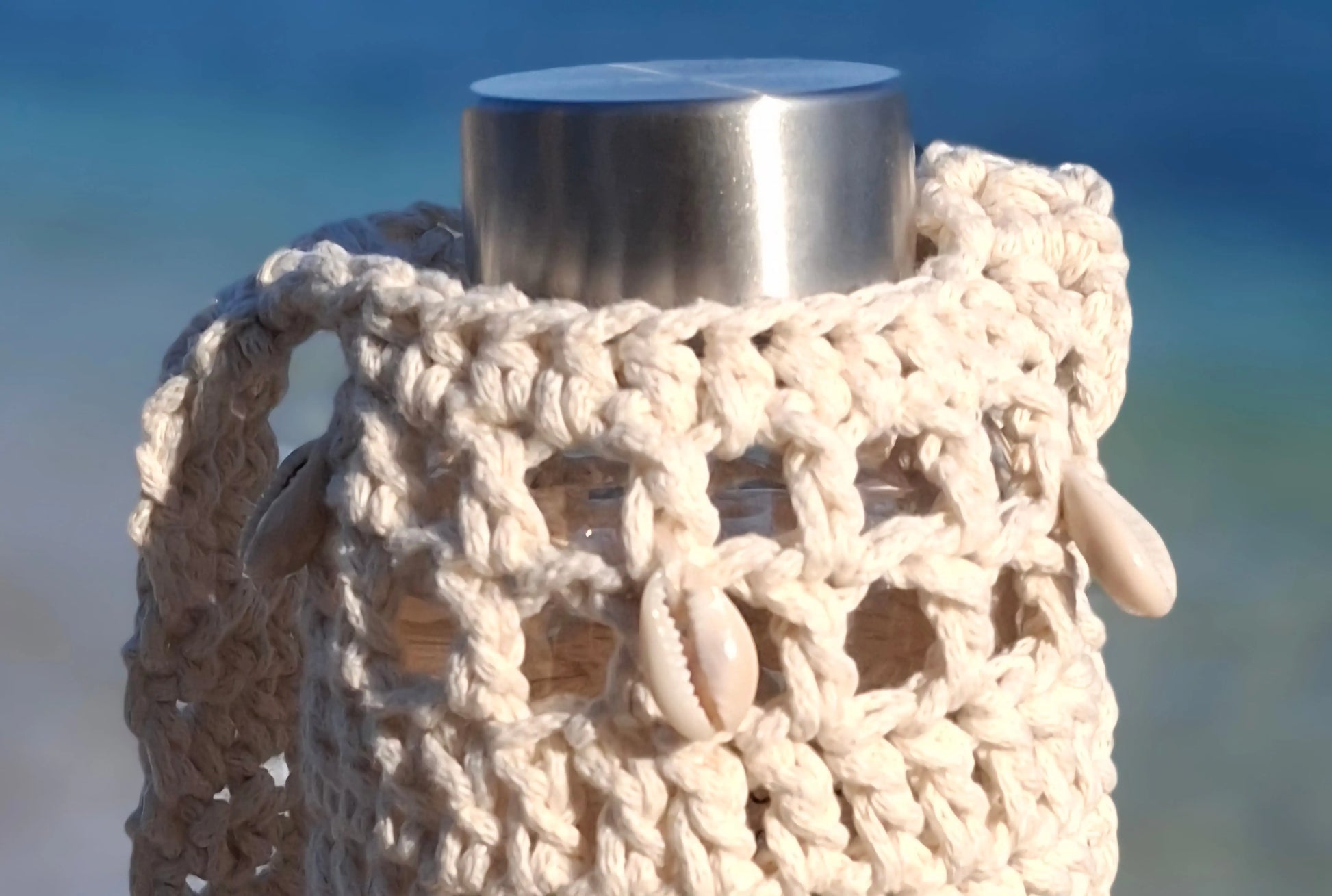🌊 Sac à Bouteille "Coquillages" – Élégance Naturelle à Emporter KREYOLIACROCHET